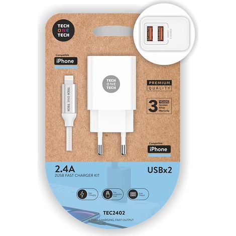 Double Chargeur + Câble Lightning Nylon Charge Rapide Et Durable Pour Apple - Tech One Tech
