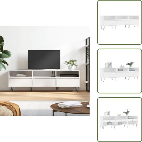 TV-Schrank Weiß 150x30x44,5 cm Holzwerkstoff - TV Schrank - Fernsehtisch - Regal - Aufbewahrung - Weiß (1/5)
