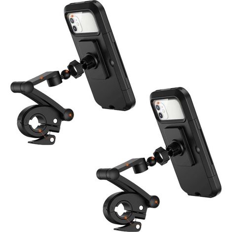 2-teilige Handyhalterung für Fahrräder, Nylon, höhenverstellbar, 360° drehbar – geeignet für Motorräder, Fahrräder, Laufbänder und Kinderwagen – Schwarz (1/5)