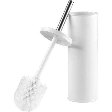 Brosse WC et Support, Blanc avec Couvercle (1/3)