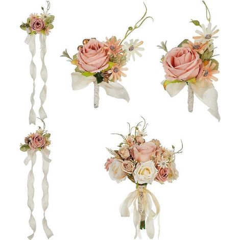 Bouquets de roses artificielles uniques pour le jour du mariage : fleurs pour la mariée et les demoiselles d’honneur (1/5)