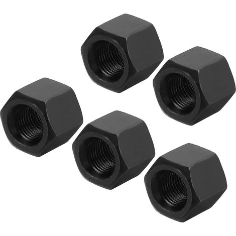 Écrous D'Accouplement Hexagonaux M10 x 1mm Pas, 5Pcs 15.5mm/ 0.6" Longeur Grade 10.9 Acier Au Carbone Tige Filetée Complète Écrou D'Accouplement Tige Filetée Fine, Noir (1/5)