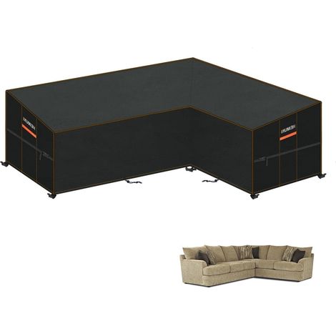Gartenmöbel Abdeckung für L-Form Sofa, Wasserdicht & Winddicht, 250x180x90x80/65cm (1/5)