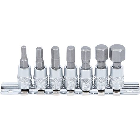 Jeu de 7 douilles a embouts 6 pans males de 4 à 12 mm pour cliquet 1/4 (1/3)