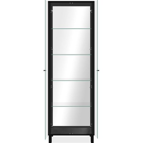 Vitrine 2 portes 62x33x188,7 cm en verre et bois noir (1/5)