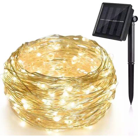 1 Guirlande lumineuse LED, fil de cuivre, panneau solaire, étanche, décoration jardin, terrasse, Noël (1/5)