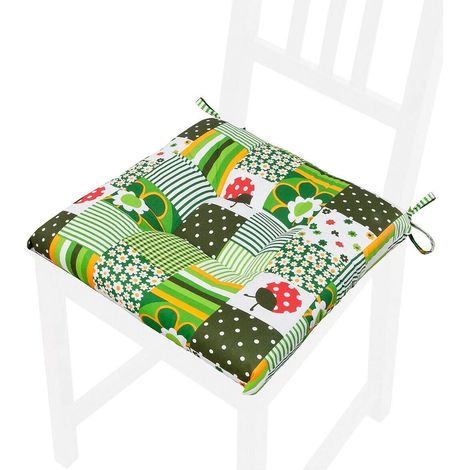 Cuscino Sedia Morbido Universale Coccinella Lacci Per Fissaggio Lavabile Coprisedie 100% Made In Italy - Verde