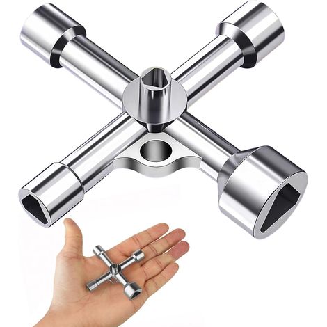 Clé Triangulaire 4 Voies 5 Tailles Diamètre Intérieur 7mm/10mm/12mm/13mm/18mm, Clé Universelle Multifonction Clef Triangle pour D'armoire de Boîte de Compteur de Gaz d'eau Electrique (1/5)