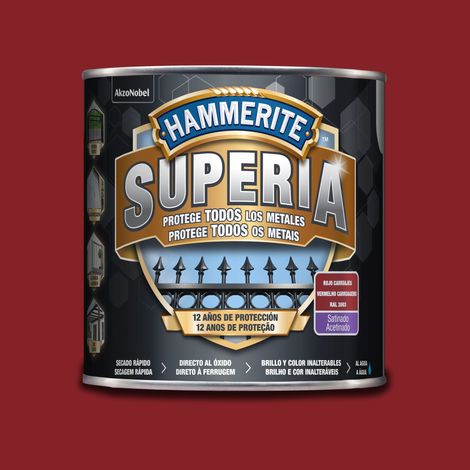 Hammerite Superia Esmalte antioxidante al agua Satinado Rojo carruajes 2,5 L