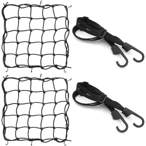 2 filet araignée et 2 motos élastiques avec crochets pour fixer les bagages casque élastiques pour porte-bagages moto (2+2) (1/5)
