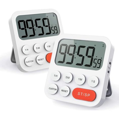 Temporizador de cocina (2 unidades), temporizador de cocina con función de reloj digital, ajuste rápido.