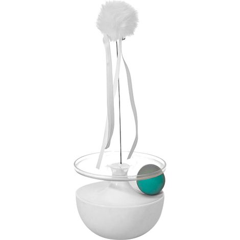 Chat auto-jouer Teaser baguette soulagement de l'ennui interactif bâton balle jouet pour intérieur blanc (1/5)