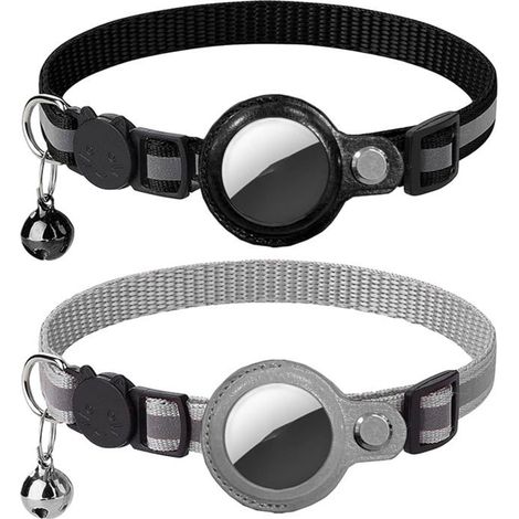 2 Stück Katzenhalsbänder A irtag Nylon GPS Verstellbares reflektierendes Halsband mit Glöckchen und Sicherheitsball für Katzen (1/5)