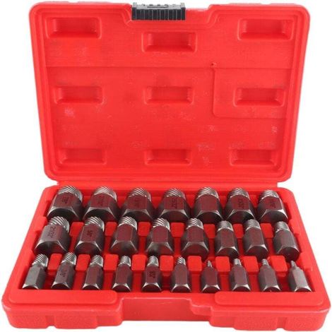 25PCS Kit Extracteur de vis endommagées Acier au chrome Molybdène Extracteur de Boulons Hexagonaux pour Extraction (1/4)