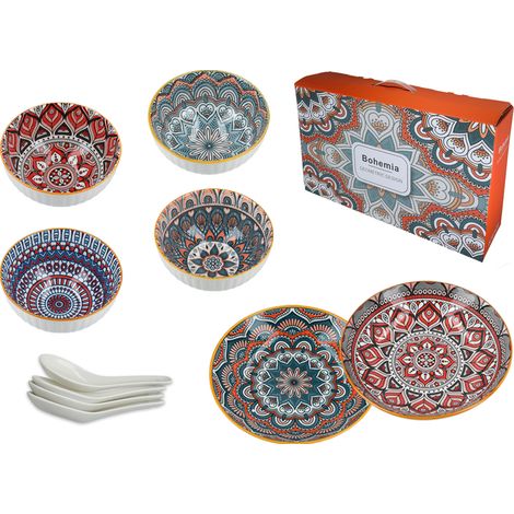 Set di 4 ciotole con cucchiai 2 piatti ramen RISO cucina asiatica CASA (1/4)