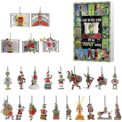 Calendrier de l'Avent de Noël, boîte surprise, compte à rebours de 24 jours, pendentif sapin de Noël, boîte surprise Grinch (1/5)