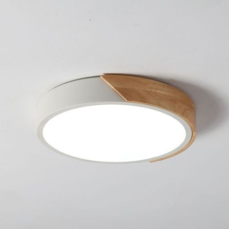 Applique murale Plafonnier Bois 18w Plafonnier Led Bois 4500k Blanc Neutre 30x30cm Plafonnier Ultra Fin Rond 2400lm Lampe Moderne Pour Salon. Chambre. Chambre D'enfant. Couloir (1/5)