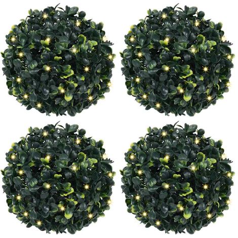 Artificial Boxwood Balls with LED Lights 4 pcs Green 12 cm vidaXL (1/5)