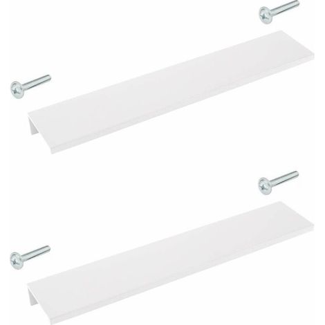 – Lot de 2 poignées de meuble métal finition blanc mat 180mm – Entraxe 160mm à visser – Design extra plat moderne pour cuisine et salle de bain (1/2)