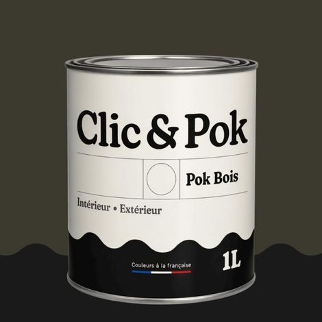 Peinture Bois Extérieur – POK BOIS - 1L - RAL 6006 - Olive gris- Résistante aux intempéries - Ne s'écaille pas