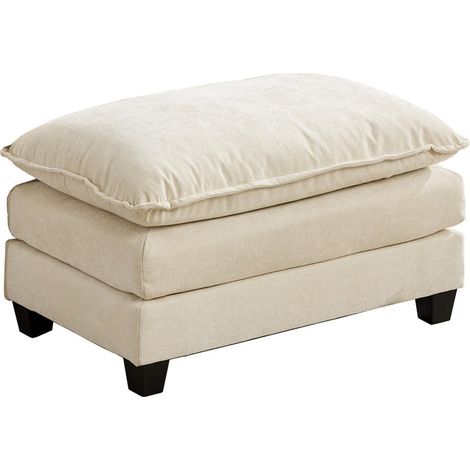 Otomana del sofá modular «Nuage» - 94 x 58 x 51 cm - Puf reposapiés de salón acolchado de tejido de chenilla, cómodo - Beige (1/5)