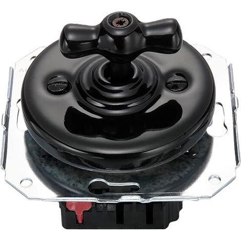 Fontini – Interrupteur double va et vient 31302273 – Manette porcelaine noire – 10A 250V – Appareillage encastrable – Accepté pour câbles 1.5 à 2.5mm² (1/2)