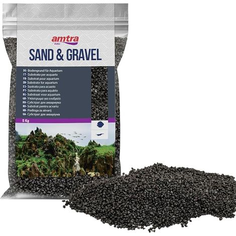 Amtra Quarzo Ceramizzato Nero - Sabbia naturale per acquari al quarzo, per acqua dolce e salata, grana 1,6-2 mm, 5 Kg