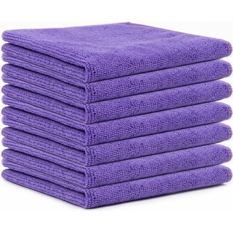 Chiffon en microfibre violette, chiffon de nettoyage ménager, chiffon de cuisine en mélange coton-polyester, tampon à récurer (30x30 cm, 12 pièces) (1/5)