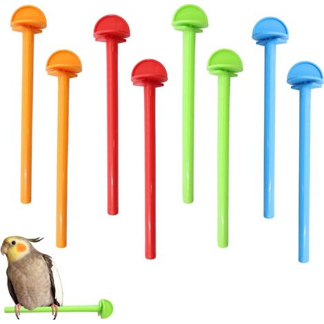 Lot de 8 perchoirs universels en plastique pour cage à oiseaux, support en plastique pour pinson, canari, perruche, perruche, calopsitte (1/5)