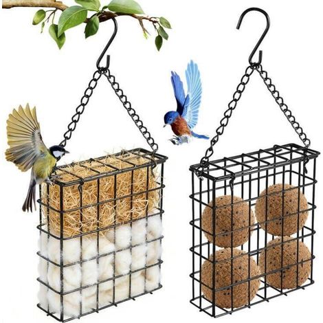 2er Set Meisenknödelhalter mit S-Haken, rostfrei, für Garten & Terrasse