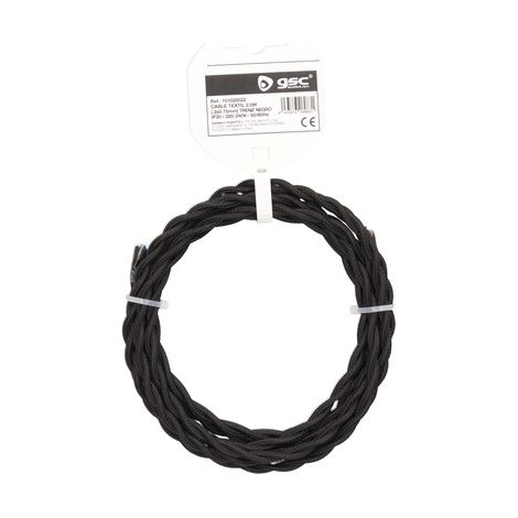 Cable textil 2,5M (2x0.75mm) trenzado Negro
