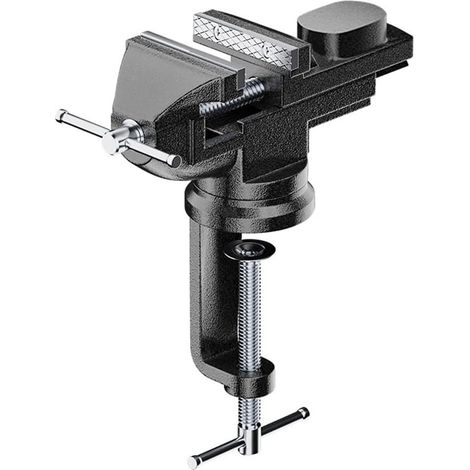 360° Drehbar Schraubstock mit Amboss und Achse, 60 mm Spannweite Tischschraubstock Fixieren Feststehend von Werkstück für Werkbank Ingenieur Werkbank - Schwarz (1/5)