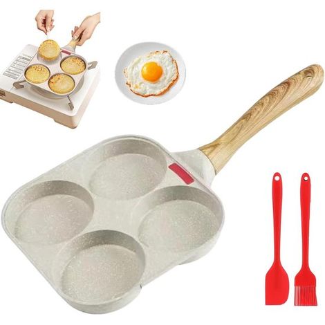 Cette poêle à omelette antiadhésive à quatre compartiments convient à toutes les sources de chaleur - favorise une cuisine saine et est exempte de PTFE (1/5)