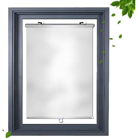 Store Occultant à Ventouse sans Perçage Argenté Enrouleur Rétractables Opaque Thermique Isolant,Rideau Protection de Vie Privée & Soleil, pour Fenêtre ou Porte 40l x 60L cm (1/5)