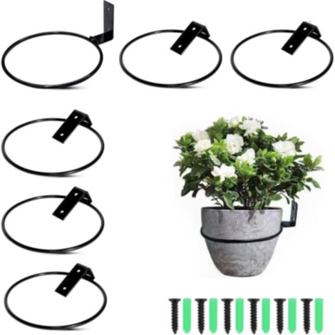 10cm Folding Metal Wall Plant Support - Set of 6 Flower Pot Holders, Support Rings, Hooks, Sturdy for Indoor Use (1/5)