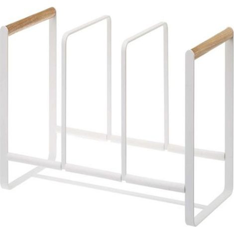 Tellerhalter 3-teilig mit Holzgriff + Metallrahmen – Zur Aufbewahrung von Tellern und Deckeln – Ordnung im Schrank und einfacher Zugriff