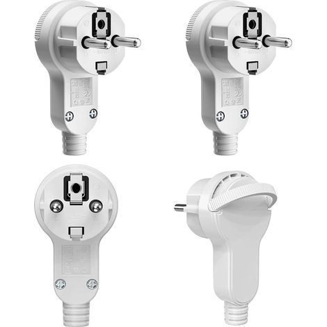 4 Pièces Prise Extra Plate 16A/250V Le Connecteur Europe Fiche Plate avec Poignée Rabattable Fiches Plates Européennes Amovible Embout Prise Electrique Femelle pour Usage Domestique (1/5)