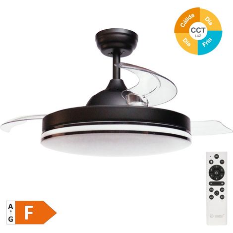 Ventilador de techo "Oliveri" con luz LED regulable y mando a distancia (36W 3CCT 3547lm con aspas retráctiles) color negro (1/5)