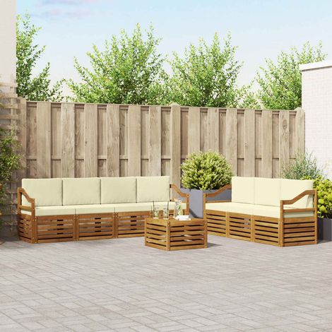 Sofagarnituren 8 pcs Natur und Creme Massivholz Akazie (1/5)