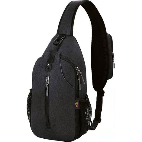 1 Sac bandoulière, poche avant zippée, compartiments intérieurs, passage écouteurs, sangle réglable, voyage randonnée