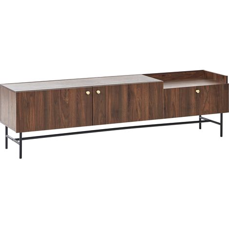 Mueble de TV con 2 puertas y cajón tablero de partículas patas de metal madera oscura Lismore