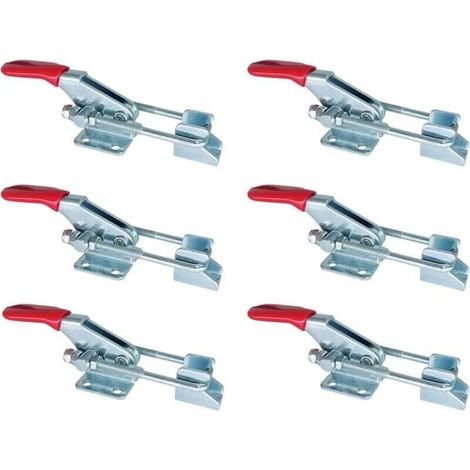 Sauterelles Bascule Pince Métallique Fixer loquet loquets de Serrage, avec Boucle Réglable pour Armoire, Porte, Boîte, Cas sans Serrure ou Poignée Cassée Super Gadget, Paquet de 6, Taille S (1/4)
