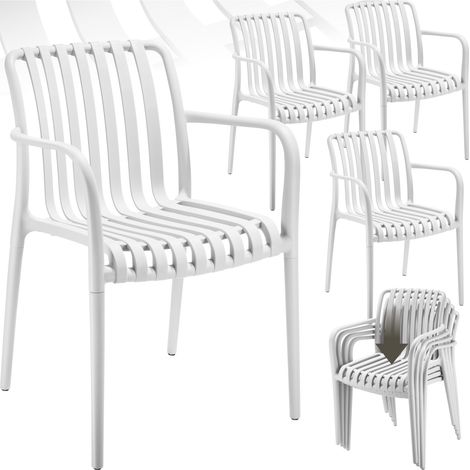 Lot 4 chaises de jardin empilables résistantes aux intempéries crème
