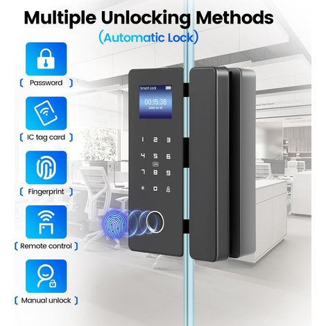 Serrure porte empreinte digitale Bluetooth 4-en-1, sans perçage étanche (1/3)