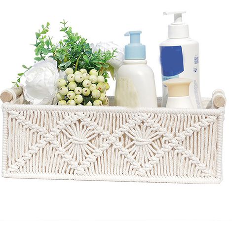 Panier de rangement décoratif pour enfants - [Marque] - Modèle Classic - Blanc, panier à deux tailles (30x14x10cm / 34x16.5x10cm) avec manches légères et douces (1/5)
