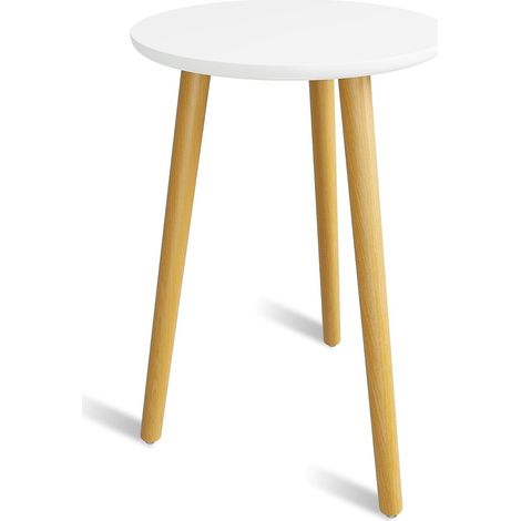 Support pour Plantes d'Intérieur en Bois Rond, Table d'Appoint Moderne Style Milieu du Siècle - Petit et Blanc pour Décoration d'Intérieur avec Pots de Fleurs (1/5)