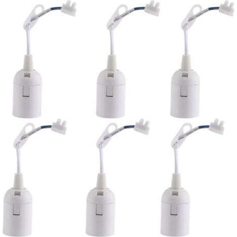 6 Pcs Douille Ampoule Plafond E27 à Visser de Chantier, Base Plafonnier Culot E27, Support de Lampe Plafonnier a Encastrer, pour Ampoules à Incandescence, Lampes Halogènes(Blanc)