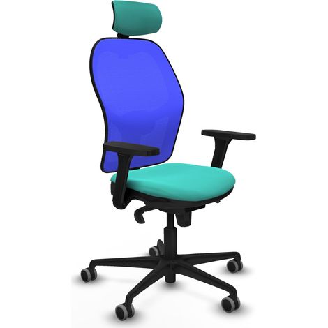 Jorquera sincro malla azul similpiel turquesa brazos 3D base nailon cabecero 2D ruedas 65mm engomada (1/5)