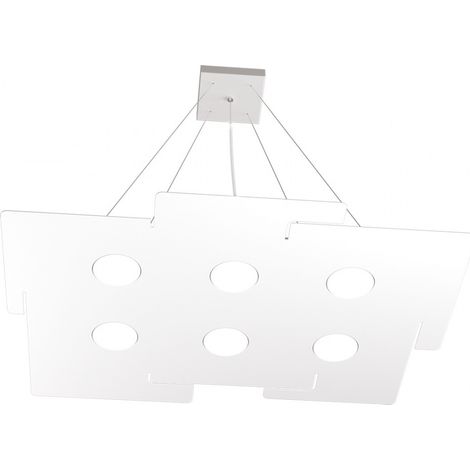 Lampadario moderno top light echo 1161 s6 gx53 led metallo bianco sospensione
