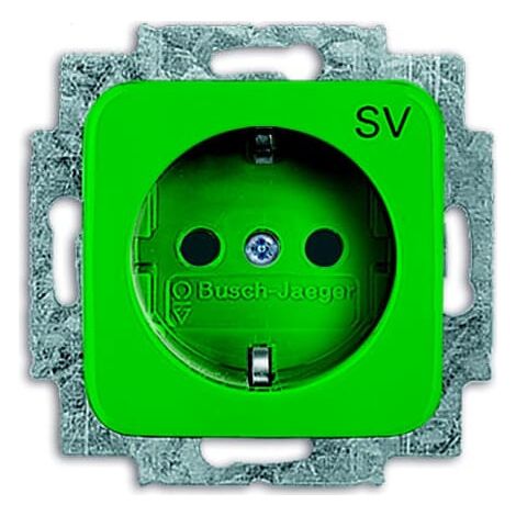 Busch-Jaeger Enchufe SCHUKO® con impresión SV verde - Reflex SI (20 EUC-13-212-103), 2CKA002011A6259